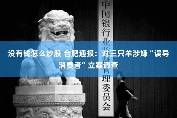 没有钱怎么炒股 合肥通报：对三只羊涉嫌“误导消费者”立案调查