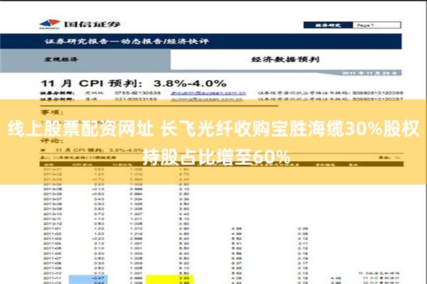 线上股票配资网址 长飞光纤收购宝胜海缆30%股权 持股占比增至60%