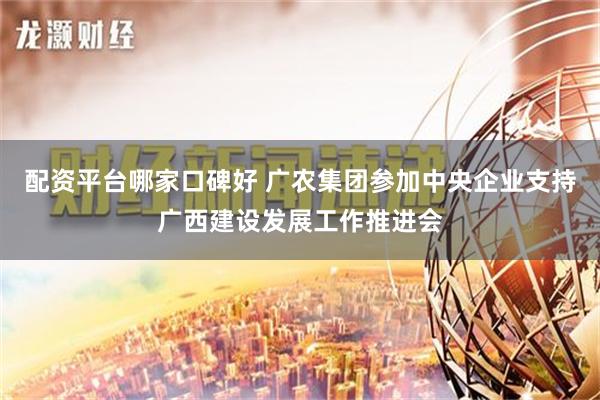 配资平台哪家口碑好 广农集团参加中央企业支持广西建设发展工作推进会